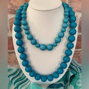 Turquoise Blue Beaded Necklace Set